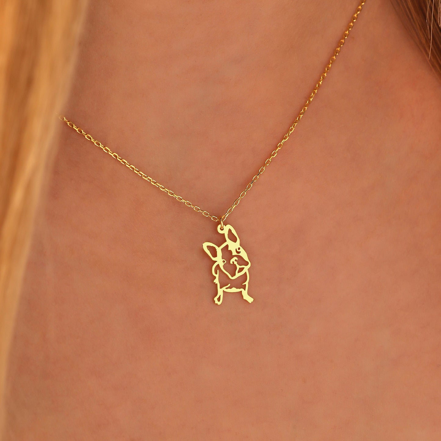 Sterling Silver or Solid Gold Dog Necklace: Minimalist Pet Memorial Pendant