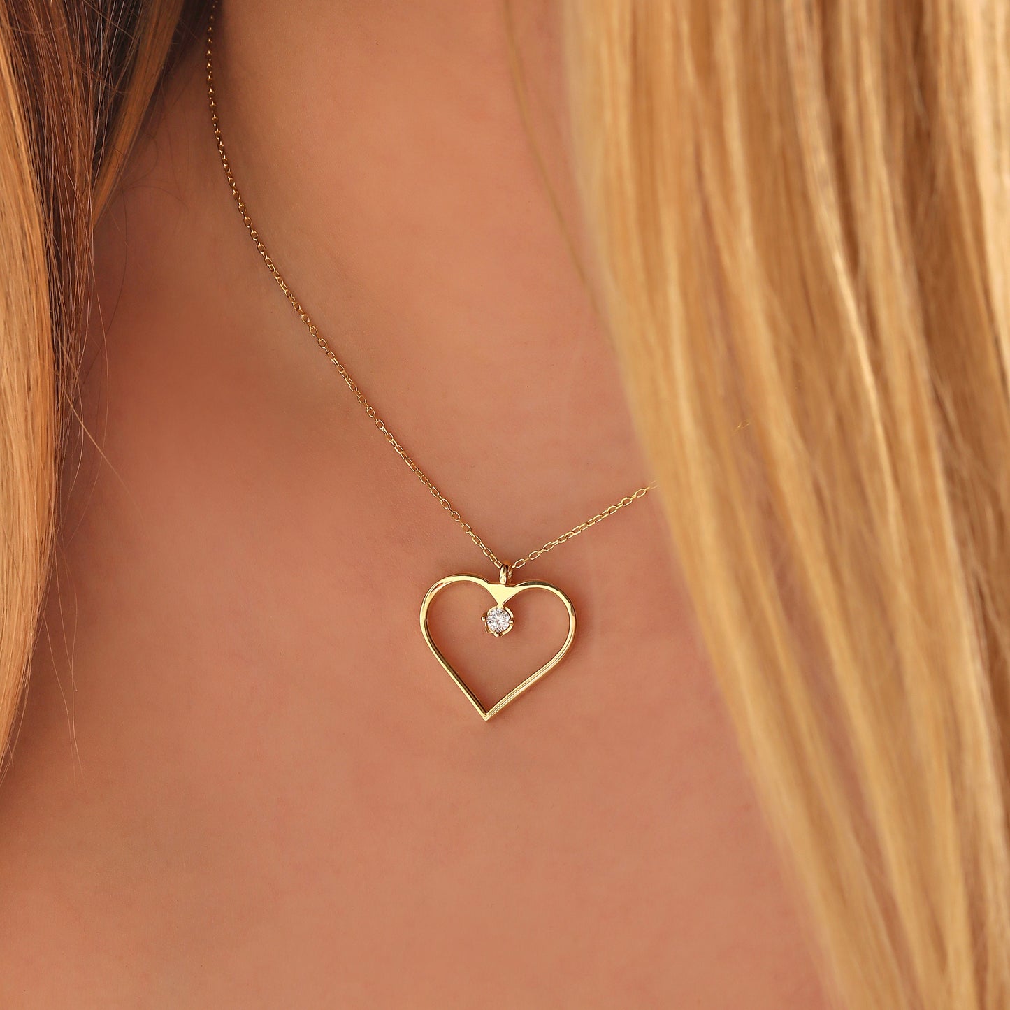 Sterling Silver Heart Necklace: Minimalist Love Pendant, Gold Options