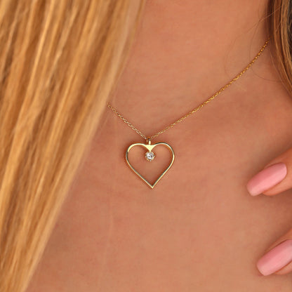 Sterling Silver Heart Necklace: Minimalist Love Pendant, Gold Options
