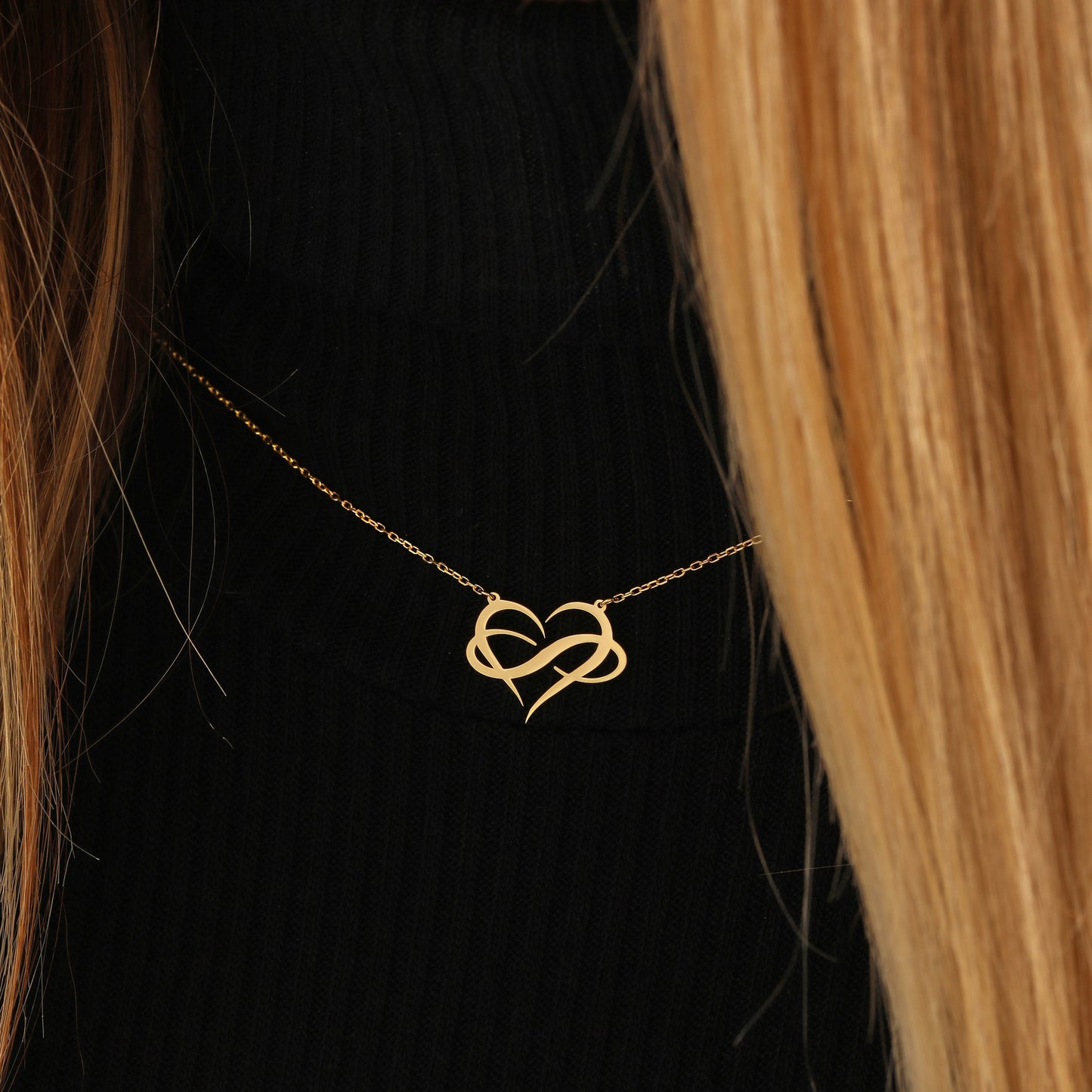 Infinity Heart Necklace:  14K Solid Gold or 925 Sterling Silver (Yellow - Rose - White)