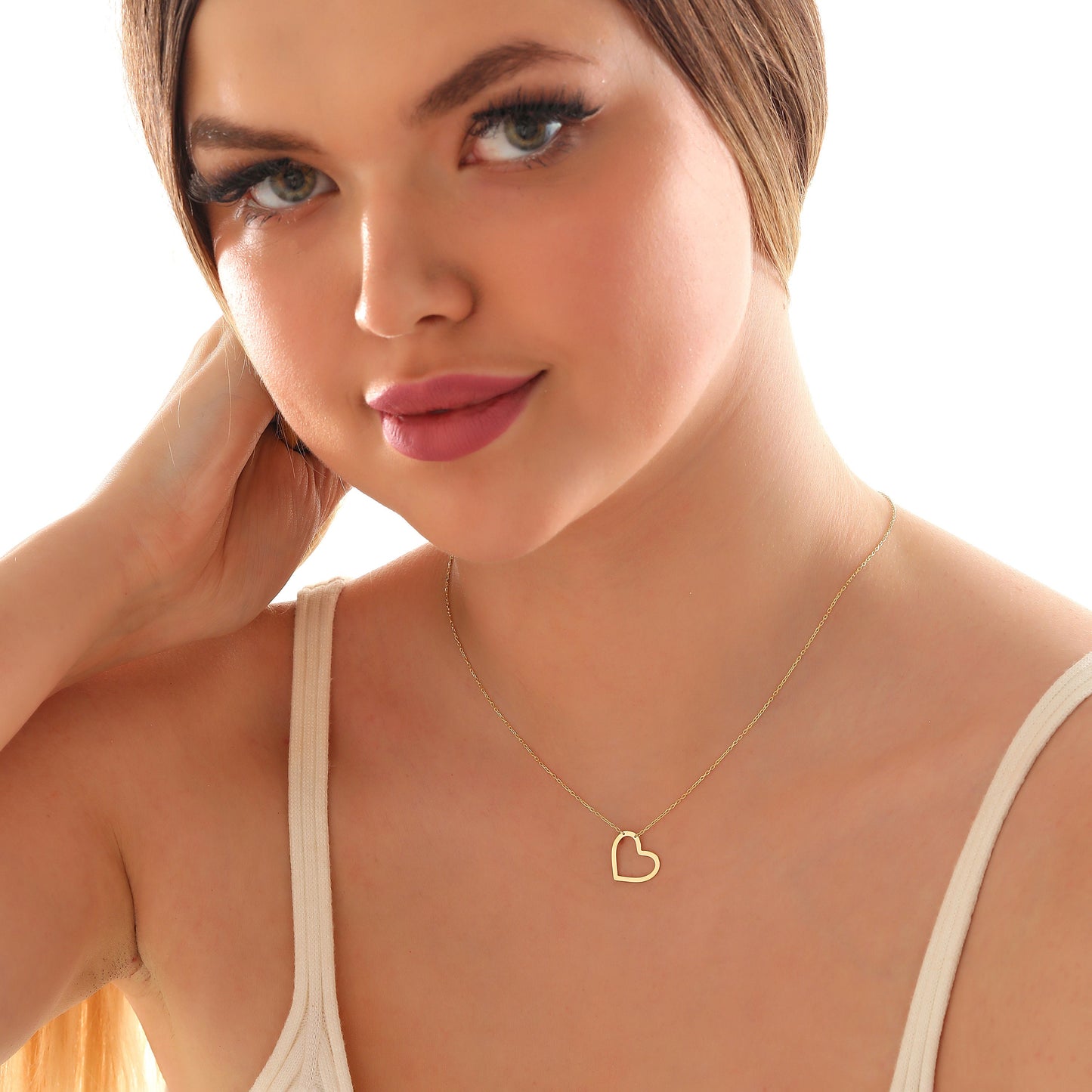 Sterling Silver Heart Necklace: Dainty Charm Pendant, Gold or Silver