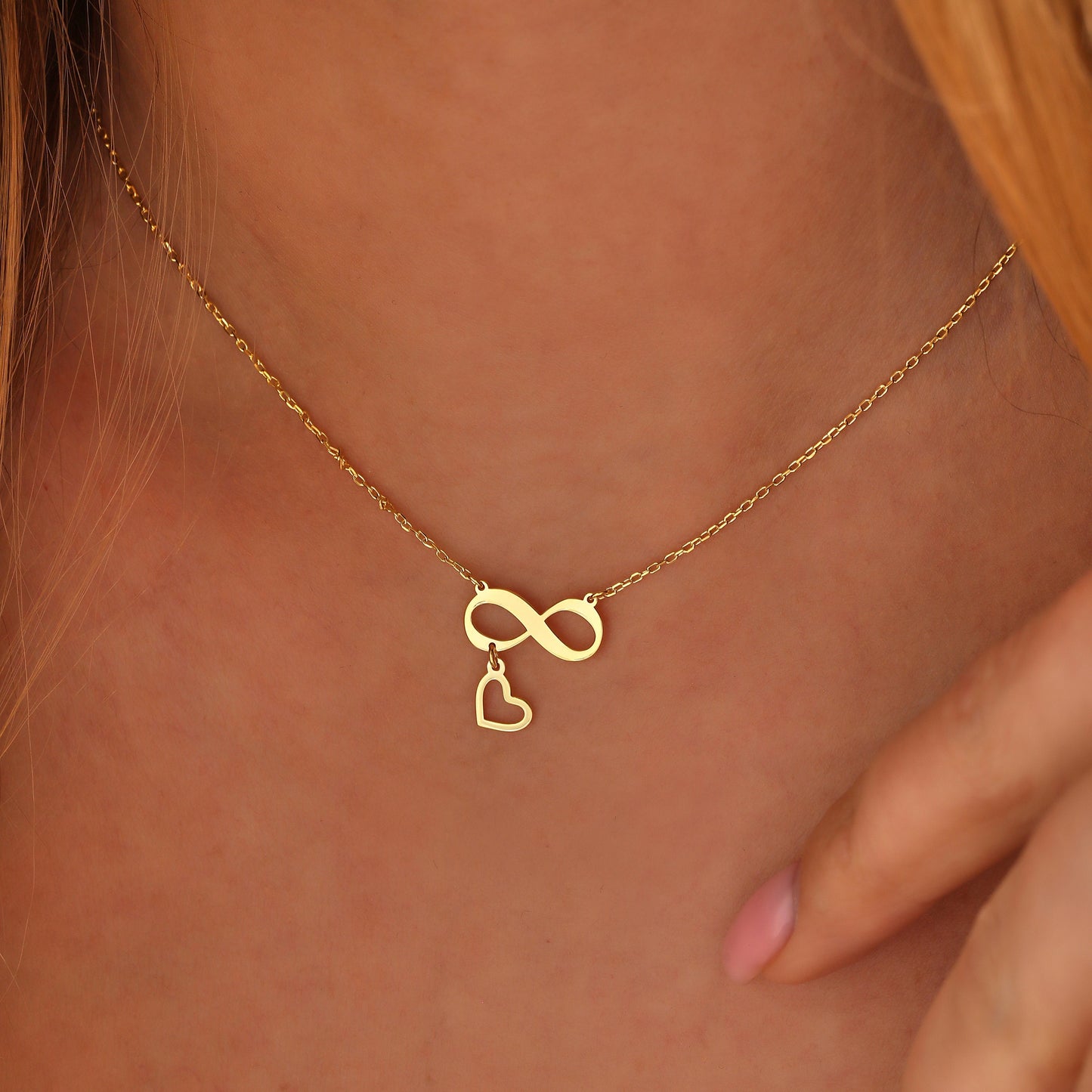 Personalized Infinity Necklace: Sterling Silver Heart or Cross Charm