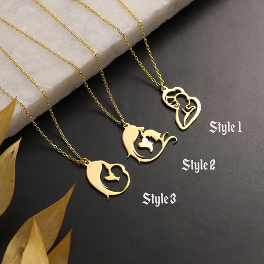 Sterling Silver Mother Baby Necklace: New Mom Gift