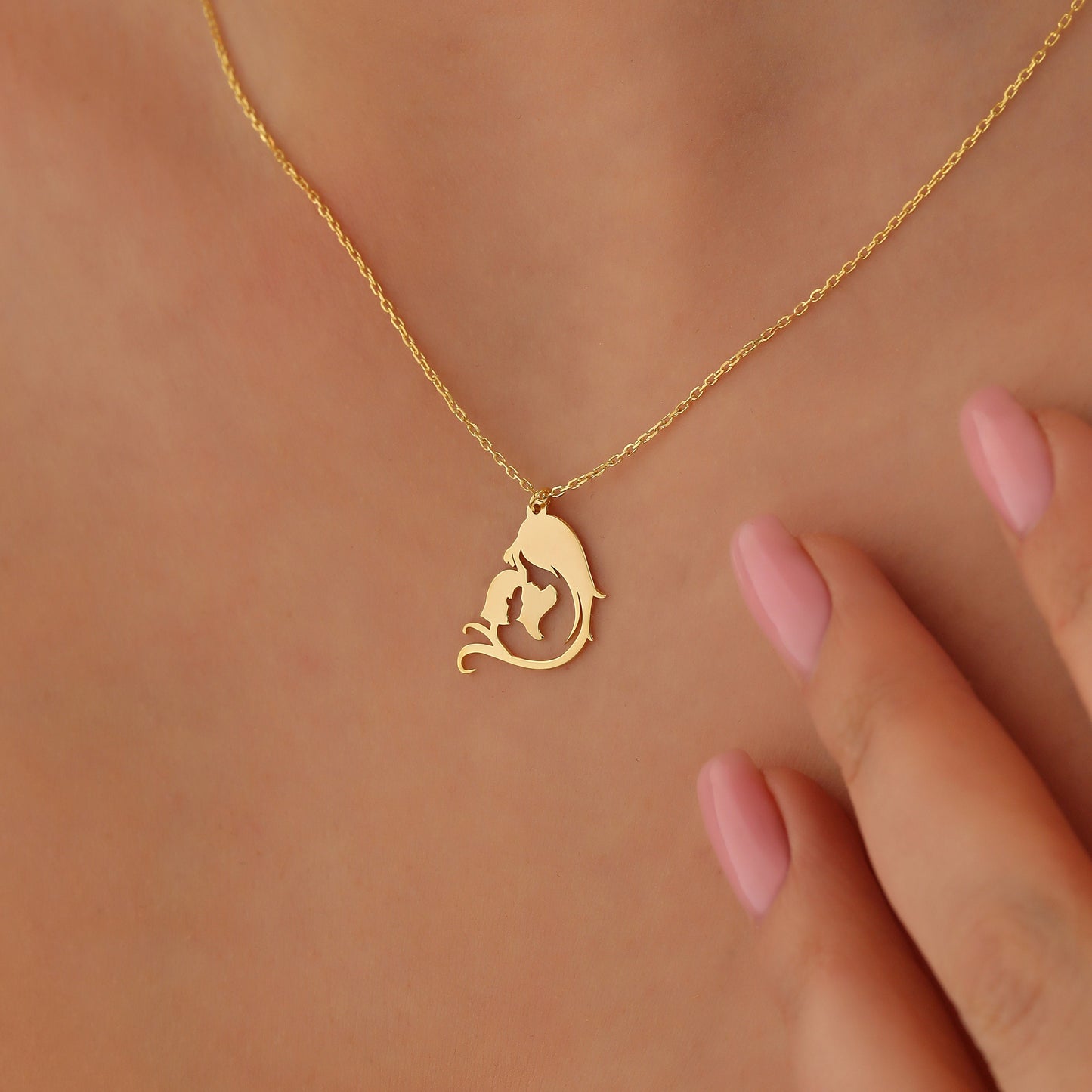 Sterling Silver Mother Baby Necklace: New Mom Gift