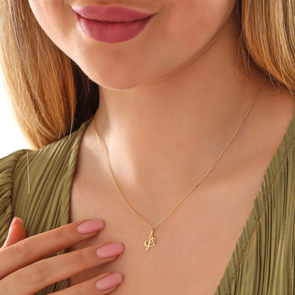 Personalized Initial Necklace: 925 Sterling Silver or 14K Gold Letter Pendant