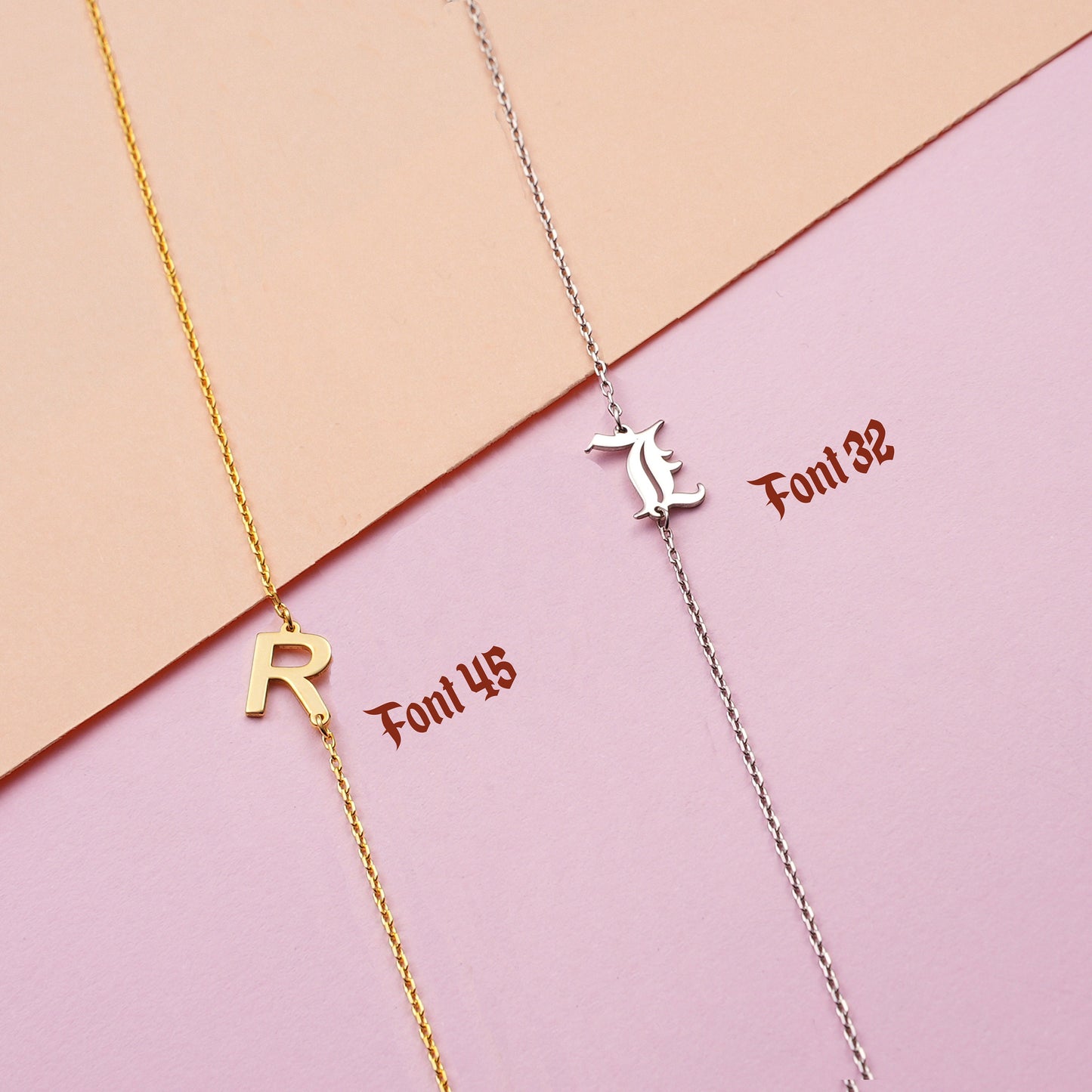 Personalized Initial Necklace: Sterling Silver or Solid Gold, Custom Letter Pendant