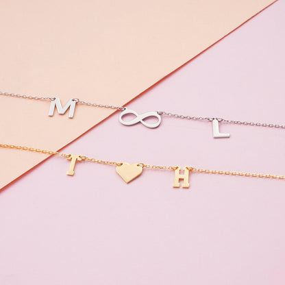 Personalized Initial Necklace: Sterling Silver, Gold Letter Jewelry