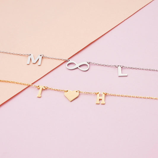 Personalized Initial Necklace: Brass, Gold Letter Jewelry