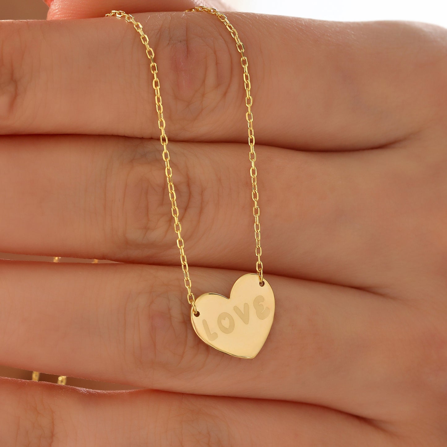 Personalized Sterling Silver Heart Necklace: Custom Engraved Charm