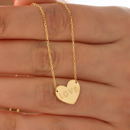 Personalized Sterling Silver Heart Necklace: Custom Engraved Charm