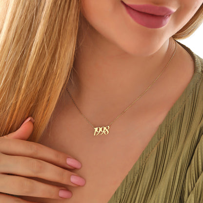 Personalized Number Necklace: Sterling Silver Lucky Date Pendant