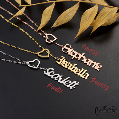 Custom Lariat Name Necklace: 14K Solid Gold Personalized Jewelry