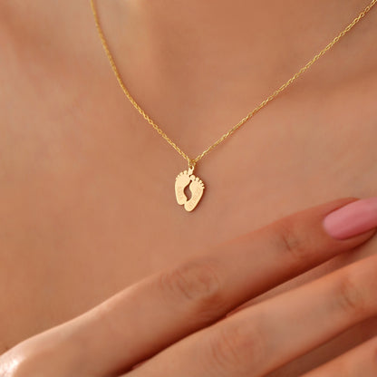 Personalized Baby Feet Necklace: Sterling Silver New Mom Gift