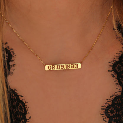 Personalized Bar Necklace: Engraved Nameplate, Sterling Silver or Gold