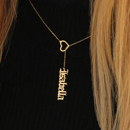 Custom Lariat Name Necklace: 14K Solid Gold Personalized Jewelry