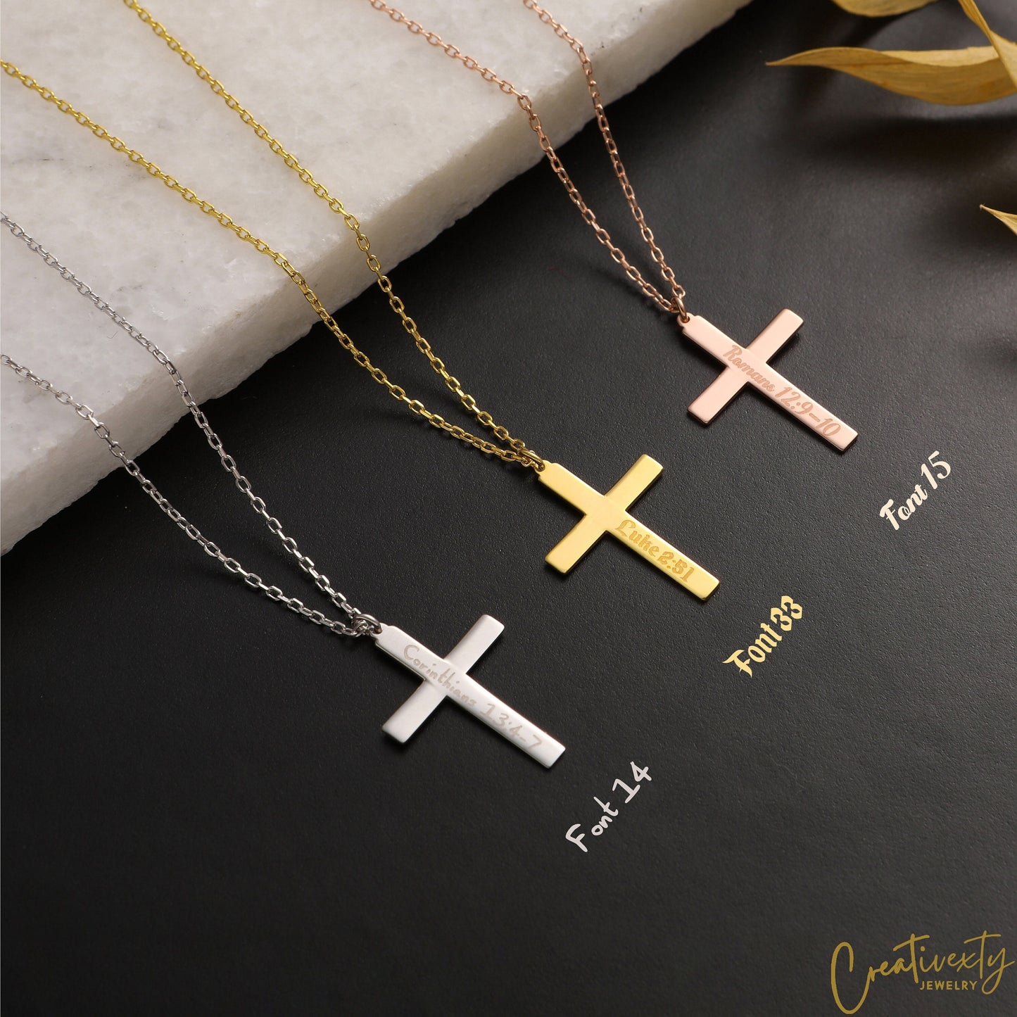 Personalized Cross Necklace: Gold or Silver Protection Gift, Unisex Charm