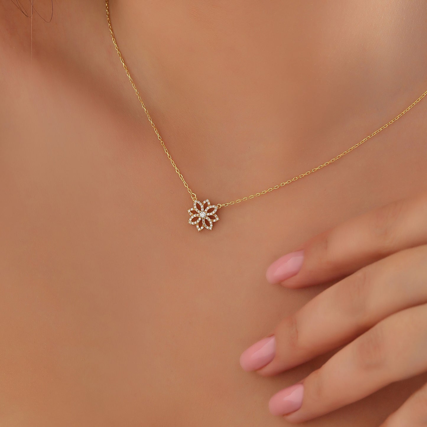Handmade Lotus Flower Necklace: Sterling Silver or 14K Gold