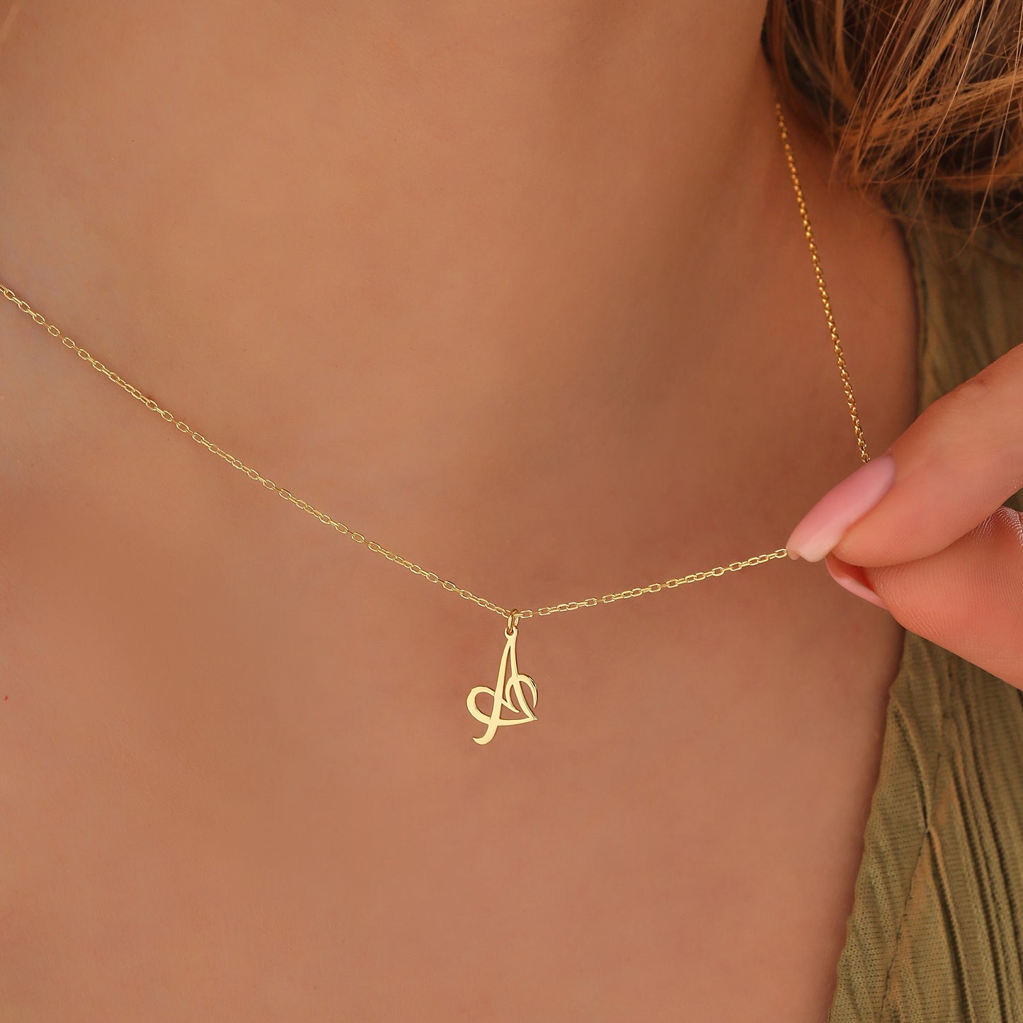 Personalized Initial Necklace: 925 Sterling Silver or 14K Gold Letter Pendant