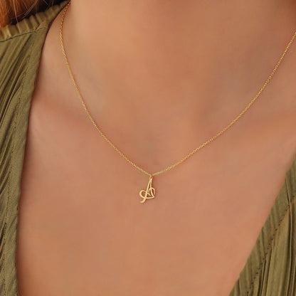 Personalized Initial Necklace: 925 Sterling Silver or 14K Gold Letter Pendant
