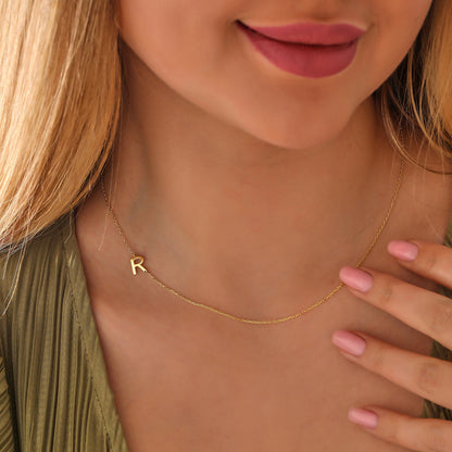 Personalized Initial Necklace: Sterling Silver or Solid Gold, Custom Letter Pendant