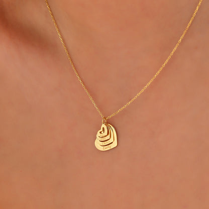 Personalized Family Heart Necklace: Sterling Silver or 14K Gold Custom Name Pendant