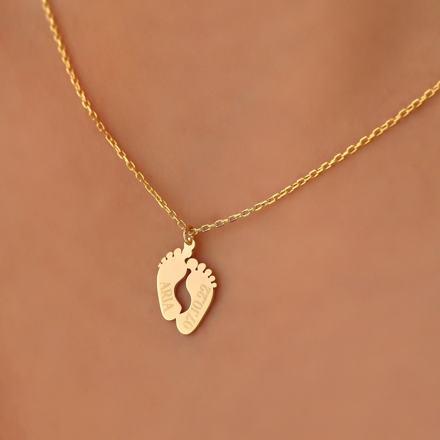 Personalized Baby Feet Necklace: Sterling Silver New Mom Gift