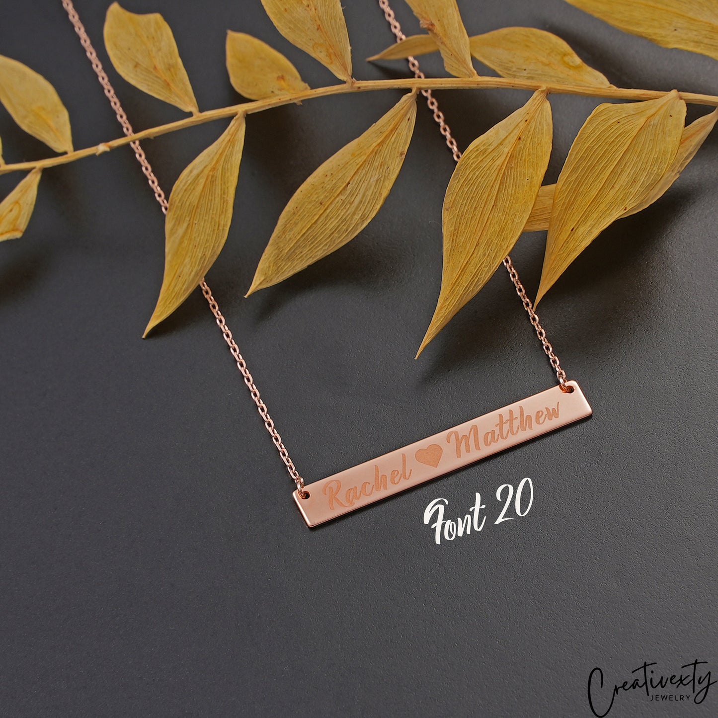 Personalized Nameplate Necklace: Engraved Sterling Silver Bar Pendant