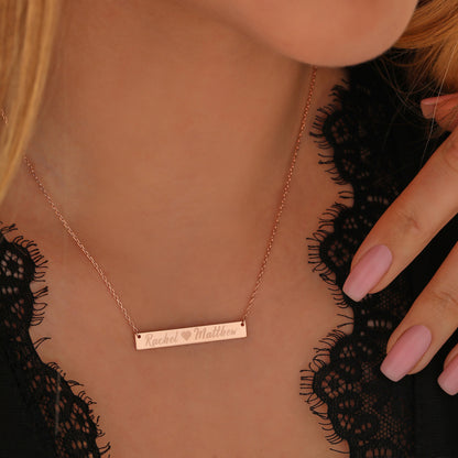 Personalized Nameplate Necklace: Engraved Sterling Silver Bar Pendant