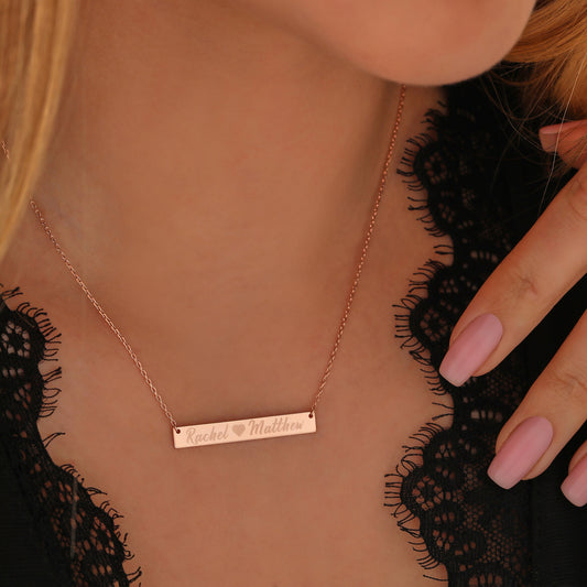 Personalized Nameplate Necklace: Engraved Brass Bar Pendant