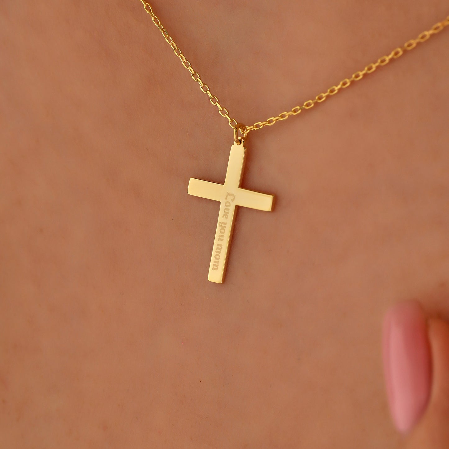 Personalized Cross Necklace: Gold or Silver Protection Gift, Unisex Charm