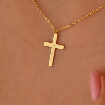 Personalized Tiny Cross Necklace: Sterling Silver Crucifix, Gold or Silver