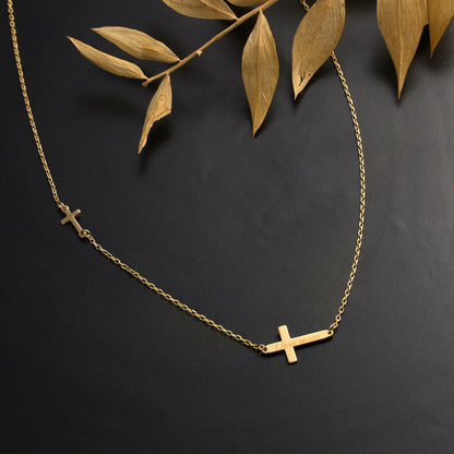 Personalized Double Cross Necklace: Sterling Silver Christian Jewelry