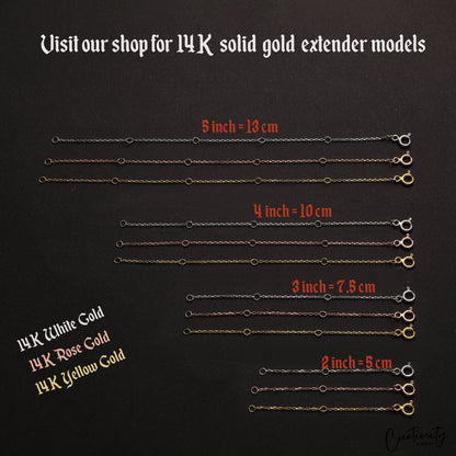 Sterling Silver Necklace Extender: Rose, White, Yellow Gold Chain Prolonger