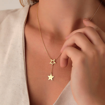 Personalized Lariat Necklace: Sterling Silver Initial Heart, 14K Gold Gift