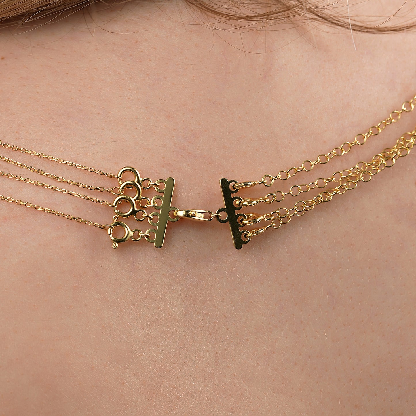 14K Gold Necklace Detangler: Sterling Silver Layered Clasp