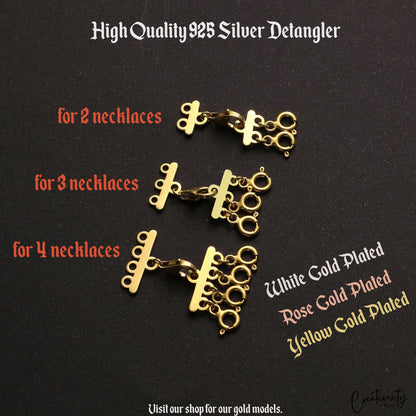 Sterling Silver Necklace Detangler: Holds 2-4 Layered Chains