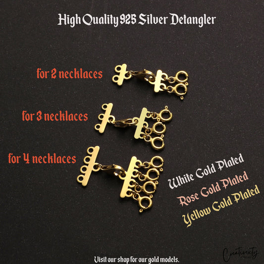 Sterling Silver Necklace Detangler: Holds 2-4 Layered Chains