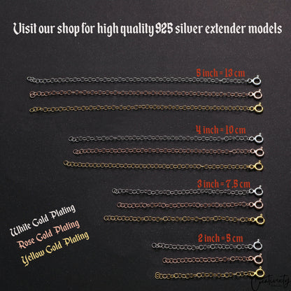 14K Solid Gold Necklace Extender: Yellow, White, Rose Gold