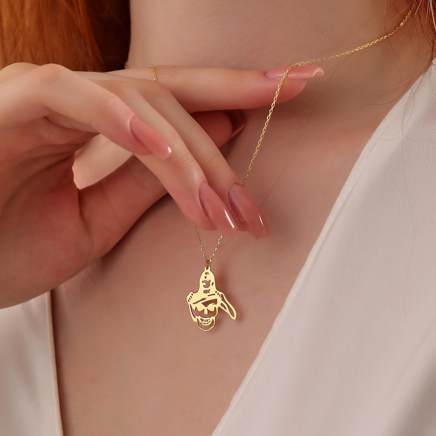 Gothic Skull Pendant Necklace: Sterling Silver or Gold Plated