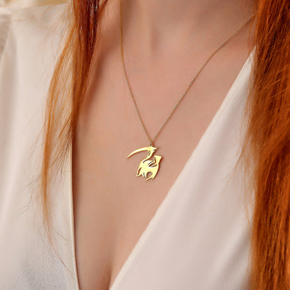 Grim Reaper Necklace: Sterling Silver Azrael Pendant, Goth Halloween Jewelry