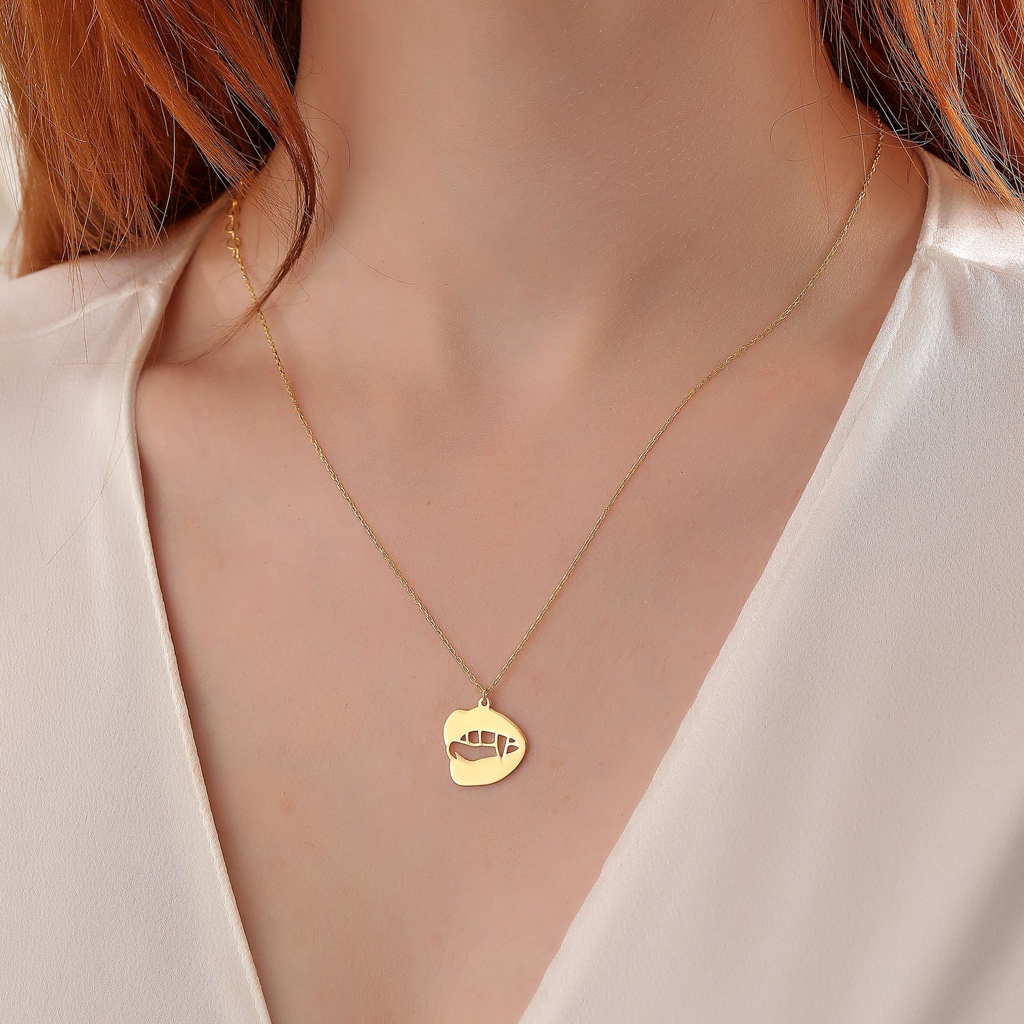 Vampire Teeth Necklace: Sterling Silver or 14K Gold, Gothic Halloween Jewelry