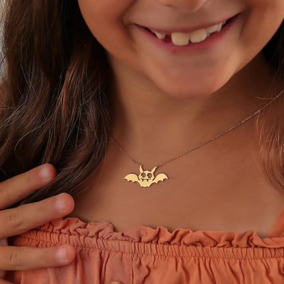 Sterling Silver Bat Necklace: Dainty Halloween Jewelry, Gothic Pendant