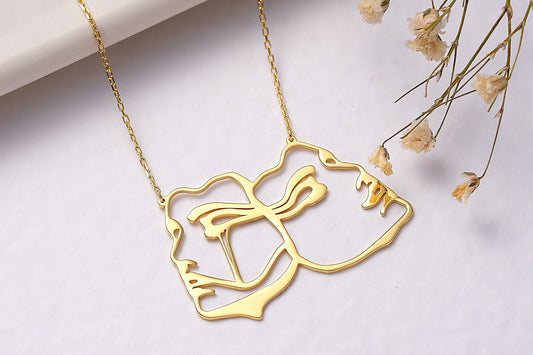Comedy Tragedy Mask Necklace: Brass with Gold or Silver Finish Drama Pendant