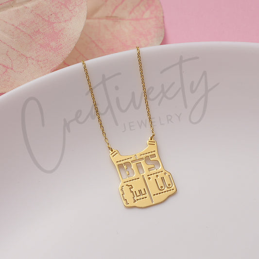 BTS Army Necklace: Minimalist Kpop Jewelry, Gold or Silver Finish Brass