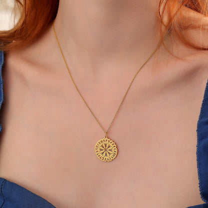 Helm of Awe Necklace: Sterling Silver or 14K Solid Gold Viking Aegishjalmr Amulet