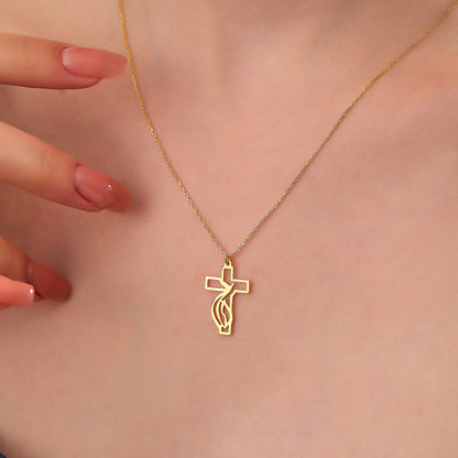 Tribal Flame Cross Necklace: Sterling Silver Gothic Pendant