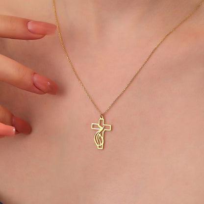 Dainty Cross Necklace: 925 Sterling Silver or 14K Gold Crucifix