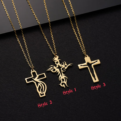 Dainty Cross Necklace: Sterling Silver Christian Crucifix Pendant