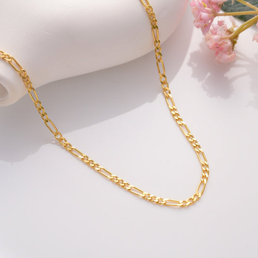 Gold Plated Sterling Silver Figaro Chain Necklace or Bracelet