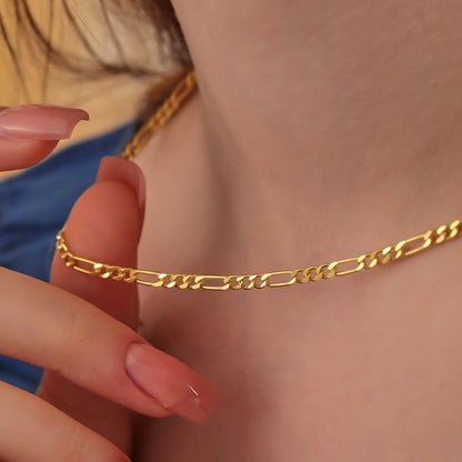 Gold Plated Sterling Silver Figaro Chain Necklace or Bracelet